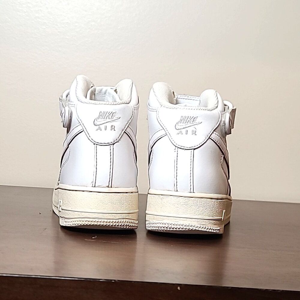 Nike Air Force 1 Mid ’07 White White Sneakers Youth 7Y Women’s 8.5 - Picture 3 of 9